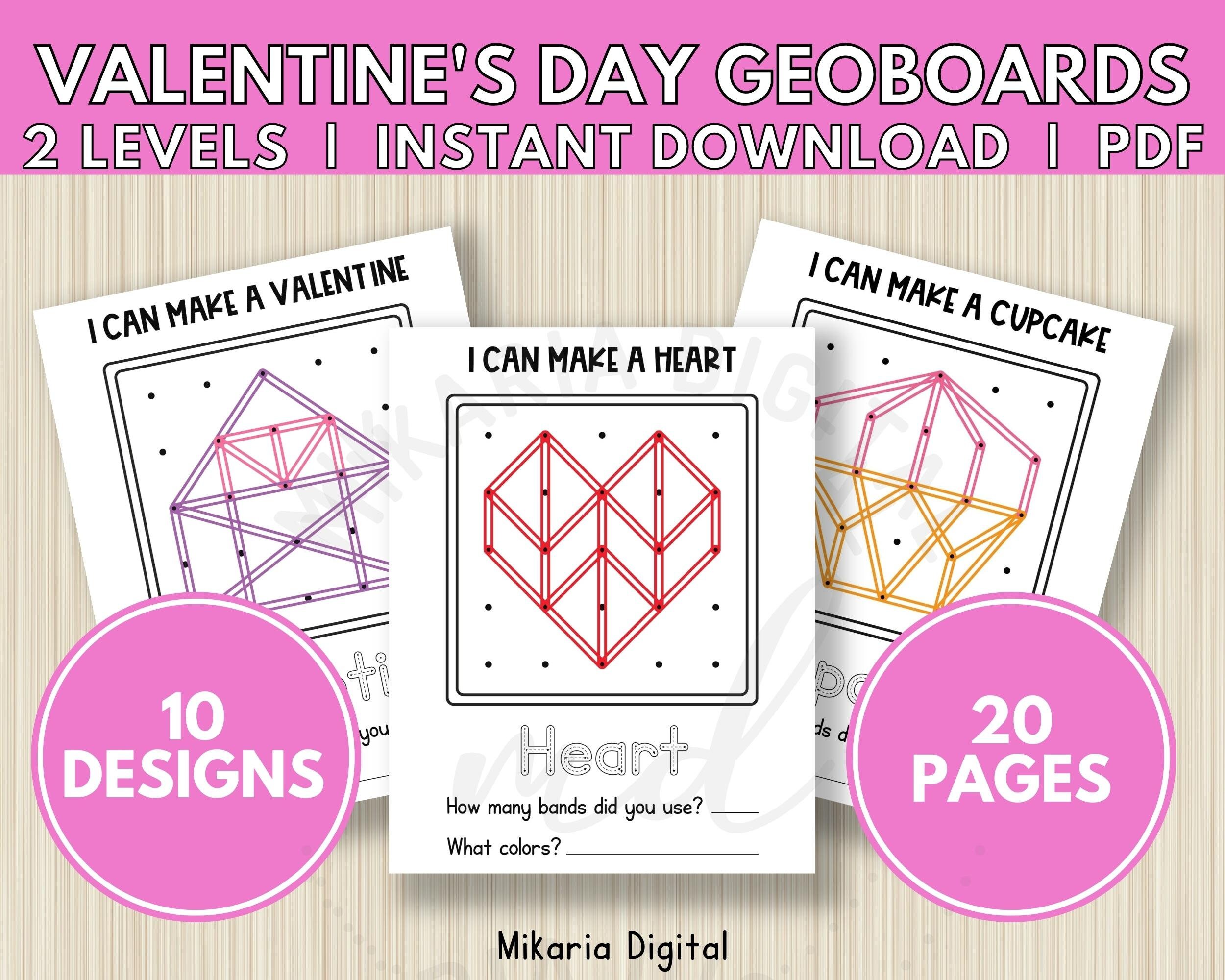 Printable Geoboard Task Cards for Toddlers Valentines Day - Etsy