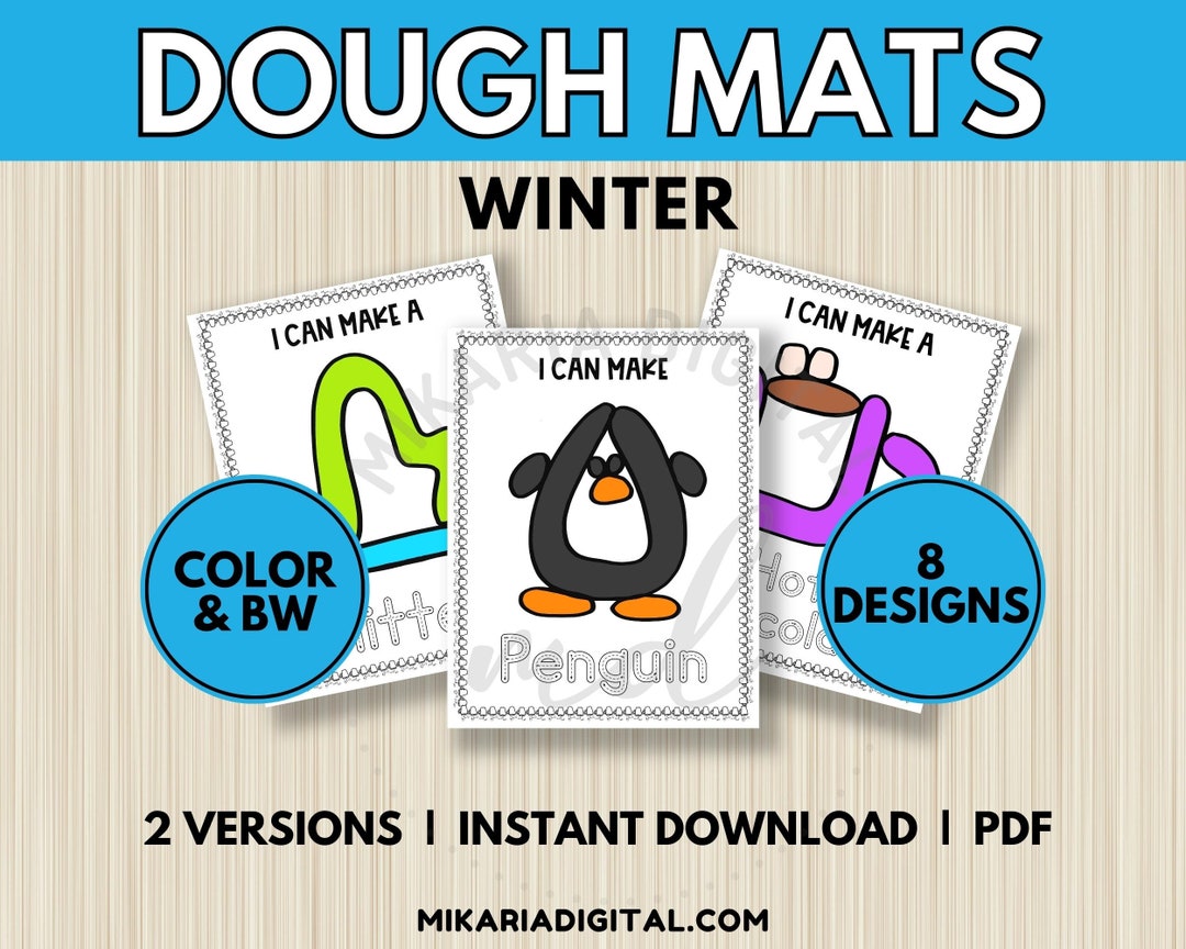 Winter Play Dough Mats, Winter Gift for Toddlers, Toddler Learning Activity, Winter Play Dough