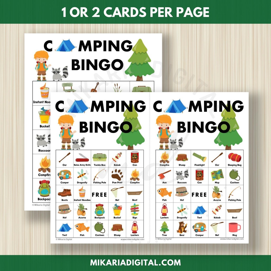 Camping Bingo Cards Printable Camping Birthday Game Camping Etsy