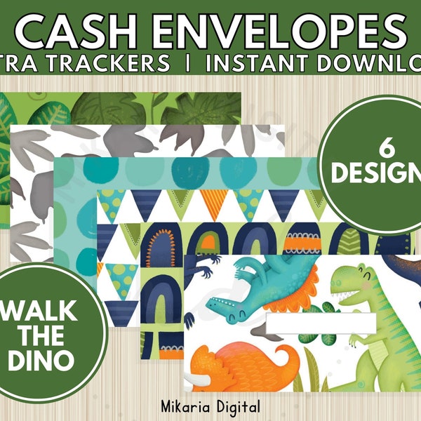 Budgeting Gift for Kids, Printable Cash Envelope Savings Tracker, Simple Monthly Budget Envelopes, Money Envelope, Dinosaur Gift for Boys