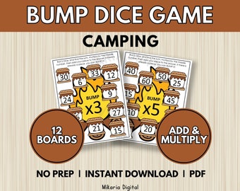 Kindergarten Camping Game, Multiplcation Practice, Math Practice Sheets, Math Center, Toddler Learning Activity, Multiplication Facts