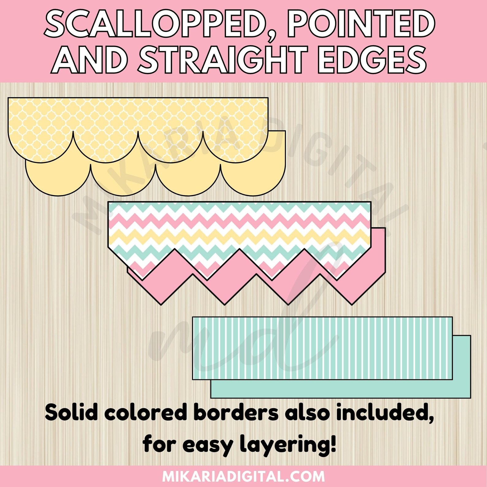 Pastel Bulletin Board Borders Classroom Decor Printable, Pastel Wall