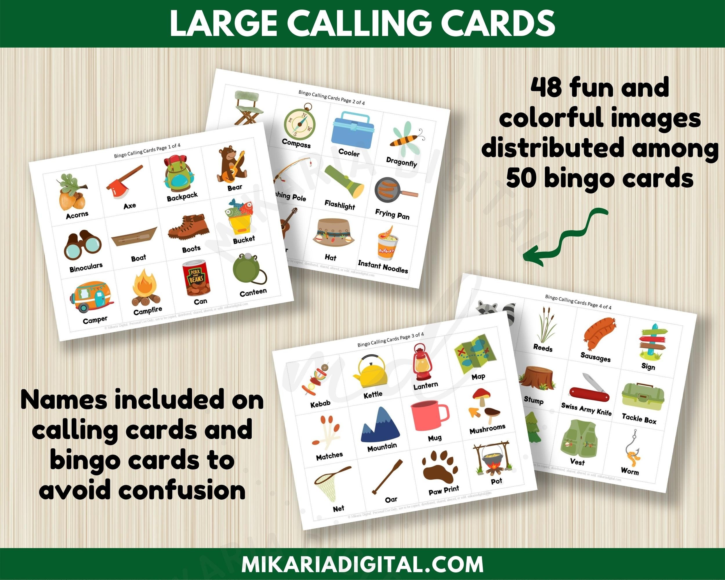 Camping Bingo Cards Printable Camping Birthday Game Camping Etsy