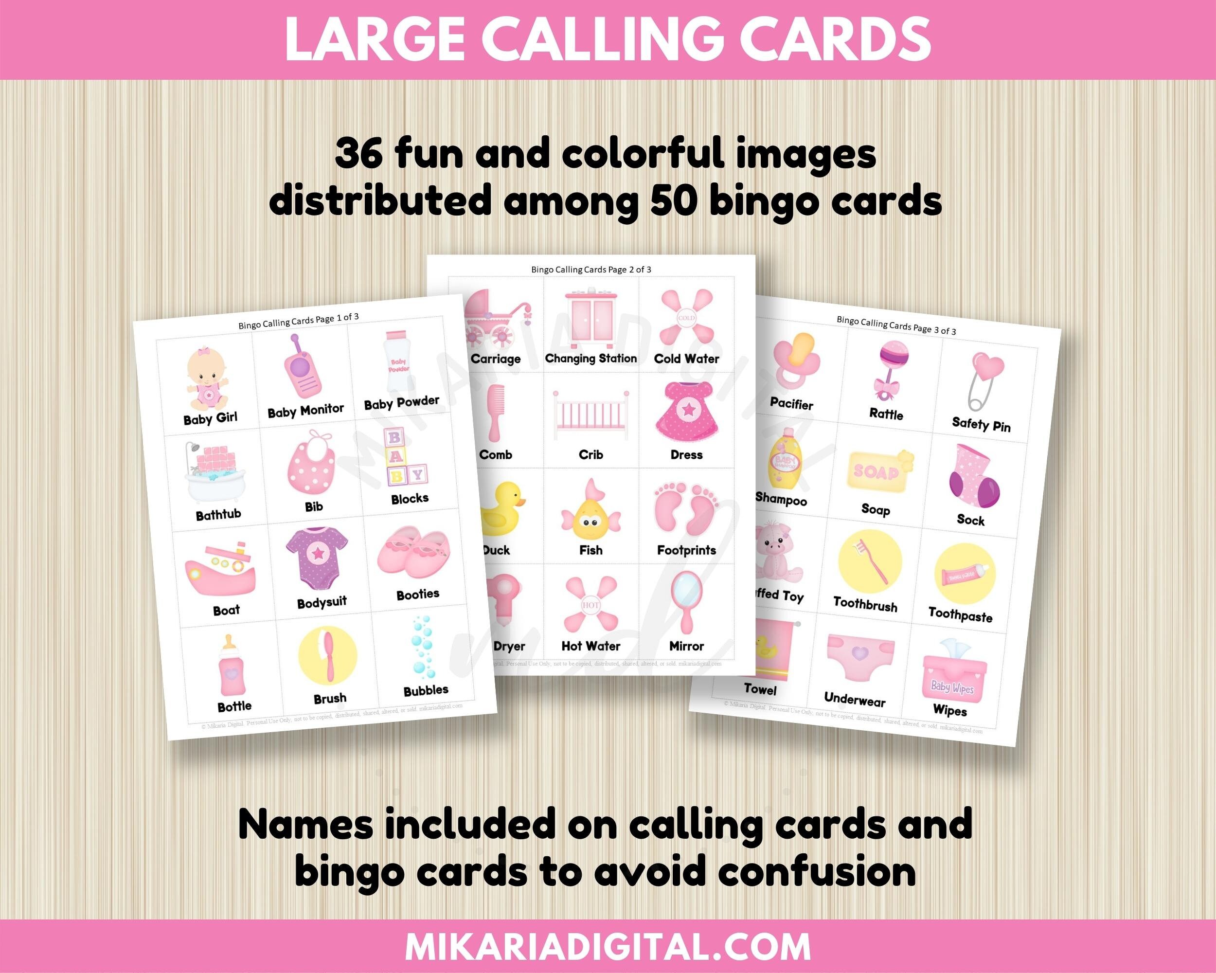 Baby Girl Bingo Cards Printable, Girl Baby Shower Games, Baby Girl ...