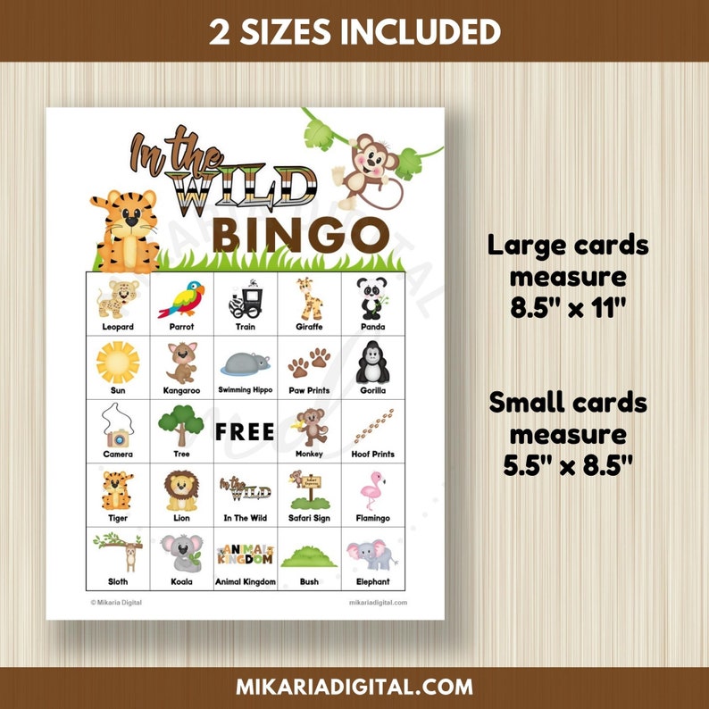Safari Bingo Cards Printable Toddler Matching Game Zoo Party - Etsy
