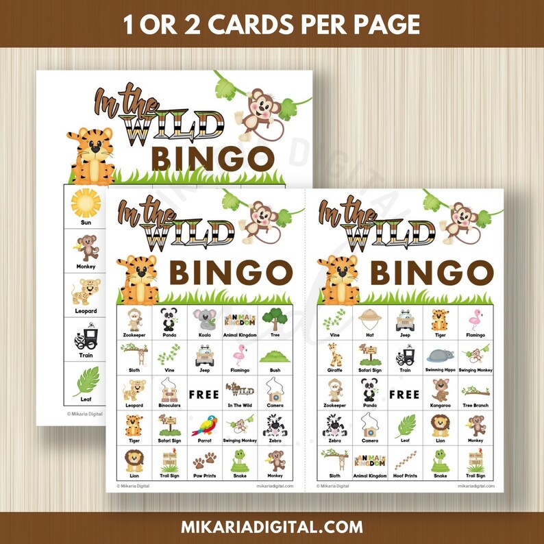 Safari Bingo Cards Printable Toddler Matching Game Zoo Party - Etsy