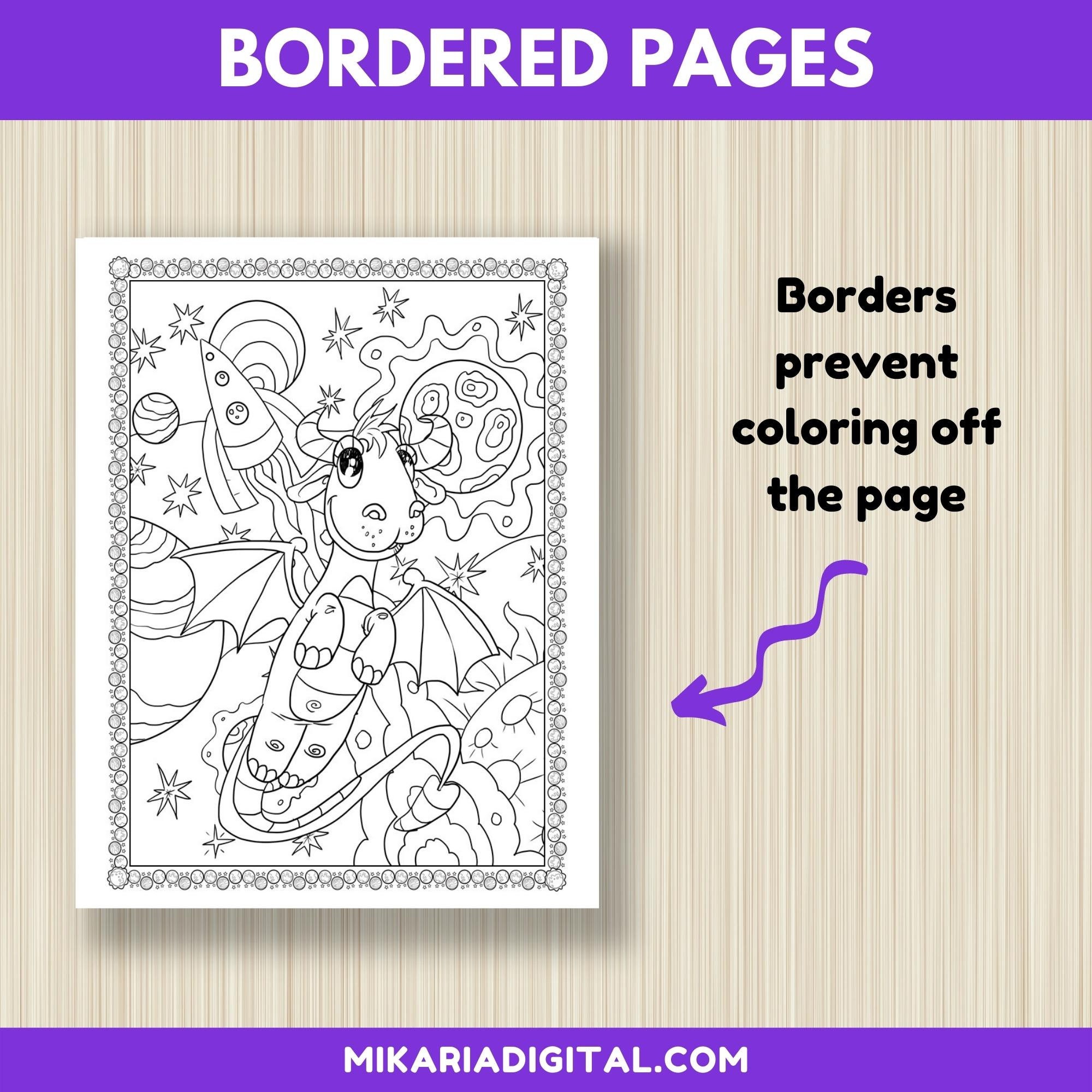 Dragon Coloring Page Printable, Dragon Birthday Party Favors for Kids