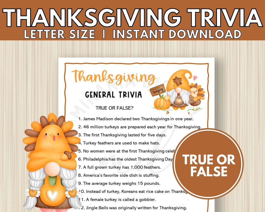 Thanksgiving Trivia Party Games for Adults Thanksgiving Party - Etsy