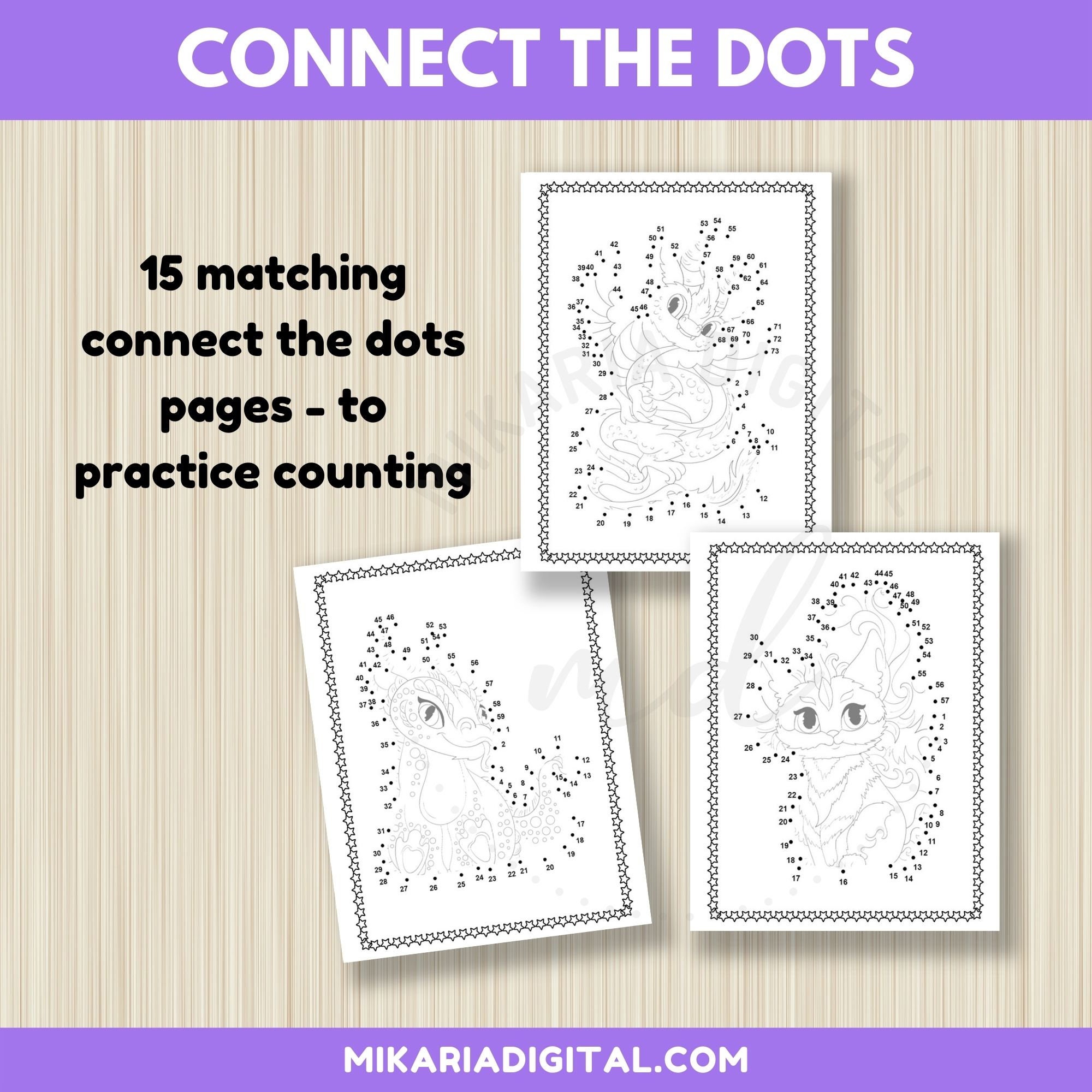 Mythical Creature Activity Pack for Kids, Connect the Dots Printable ...