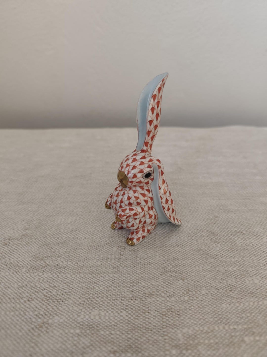 Herend Red Fishnet Bunny Rabbit Porcelain Figurine - Etsy