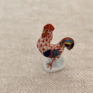Herend fishnet red rooster miniature porcelain Figurine