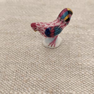 Herend fishnet pink chicken miniature porcelain Figurine