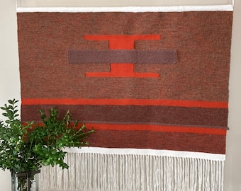 Tejido, tapiz único tejido a mano, gran colgante de pared, arte textil en telar de marco.