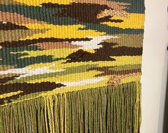 Weaving, Vintage, Unique, Hand Woven Tapestry, large wall hanging, Textile, Fiber Art.