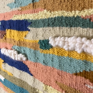 Handgewebter Wandteppich, großer Wandbehang, Textil, Fiber Art.