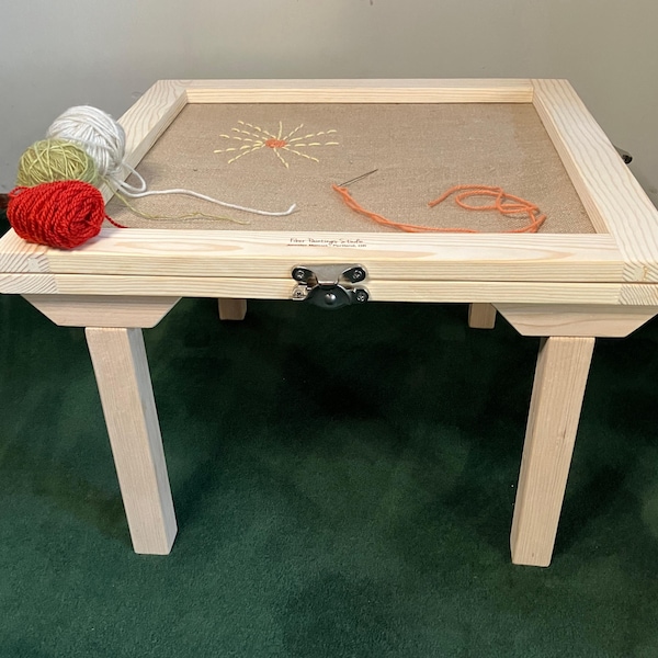 Tapestry Table, Sewing Table, Burlap, Embroidery, Yarn Art, Project