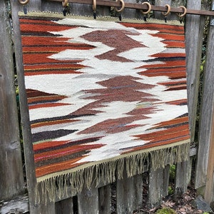 Weaving, unique hand woven tapestry, yarn, wall hanging, frame loom textile fiber art.