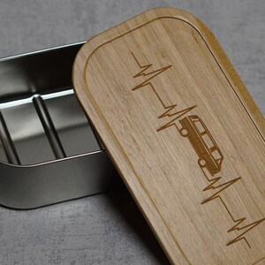 VW T3 Tupperbox, Lunchbox aus Weissblech mit Holzdeckel Bild 2