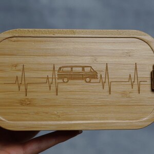 VW T3 Tupperbox, Lunchbox aus Weissblech mit Holzdeckel Bild 4