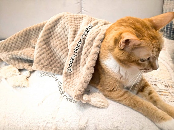 Cozy Cat Throw Blanket With Tassel Macrame Fleece Pet Sofa Cover Protector Velvet Cat Cape Custom Personalized Cat Owner Christmas Gift Etsy Canada