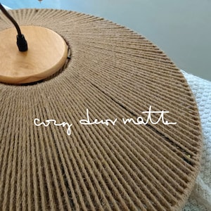 Large lamp shade chandelier 70-100cm, bespoke rope pendant light fixture with hemp, straw or macrame in Grey, light brown and custom colours