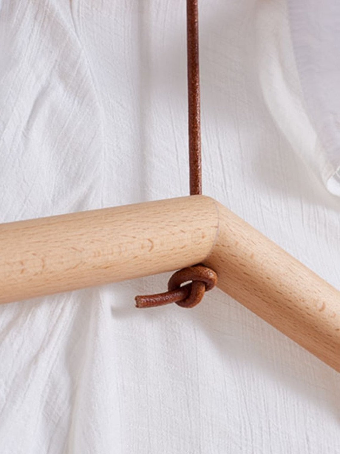 Wood and Leather Hanger Pair in Rope for minimalist home Etsy