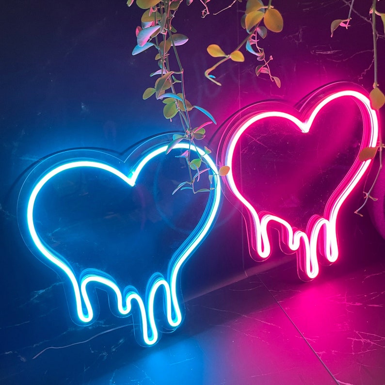 LED Neon Sign Dripping Heart Neon Light Home light neon Etsy