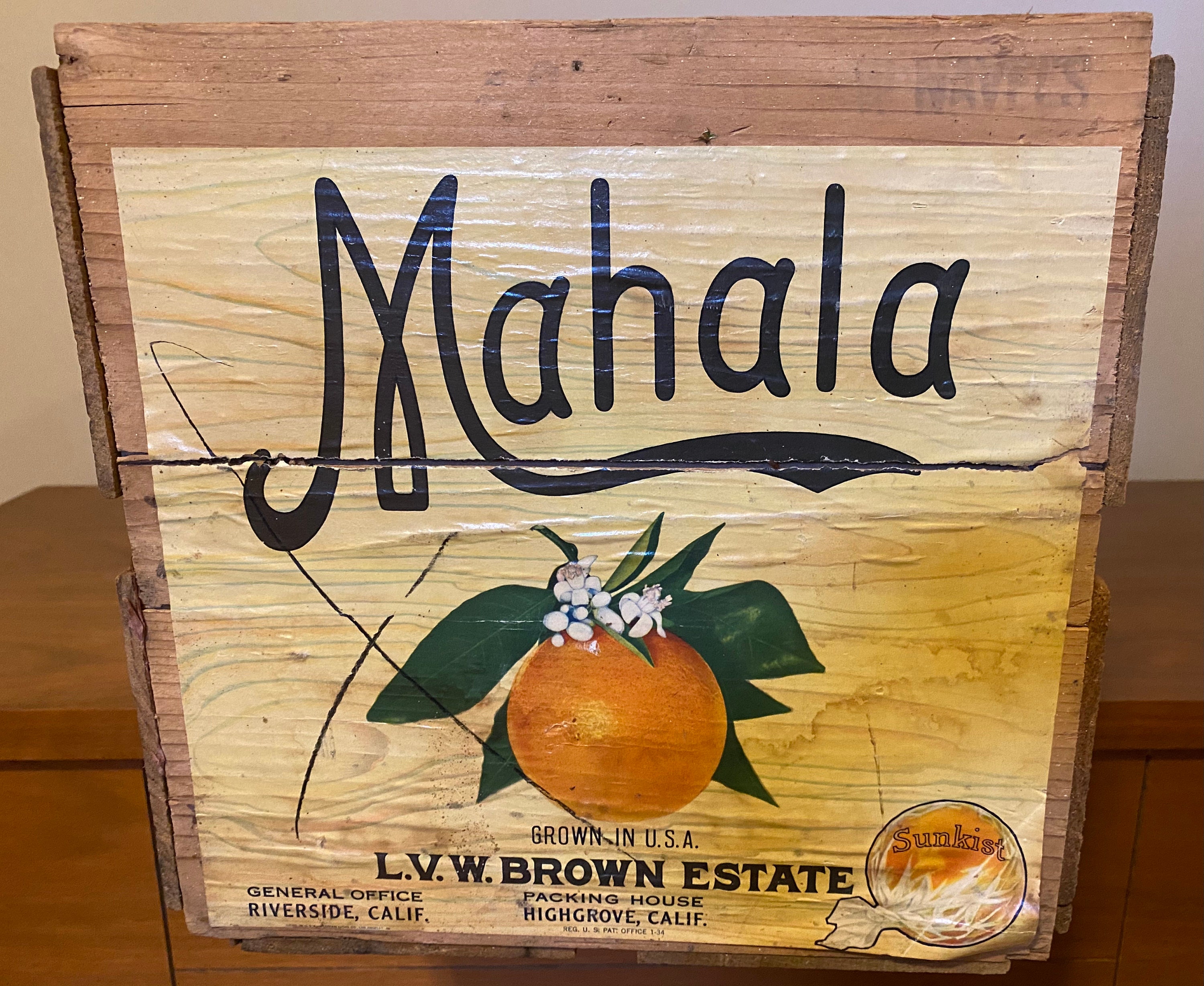 Large Antique Wooden Orange Crate with Original Label Etsy