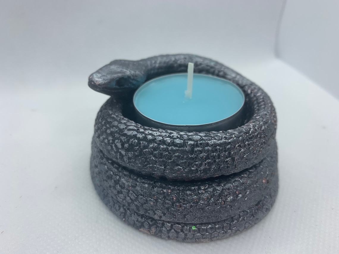 Coiled snake tealight candle holder candlestick serpent resin Etsy