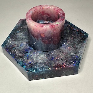 Resin galaxy tall candlestick holder  handmade alter home decoration gothic witch craft