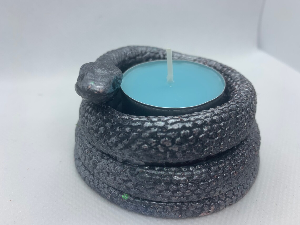 Coiled snake tealight candle holder candlestick serpent resin Etsy