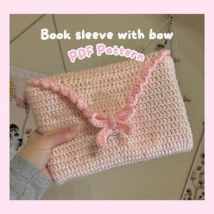 Book sleeve with bow PDF crochet pattern (digital download)