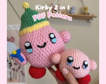 Pink blob (with sword ability) 2 in 1 PDF crochet pattern (digital download)