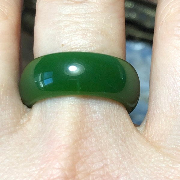 Handcarved Natural Green Jade Ring  - Longevity & Wisdom Stone