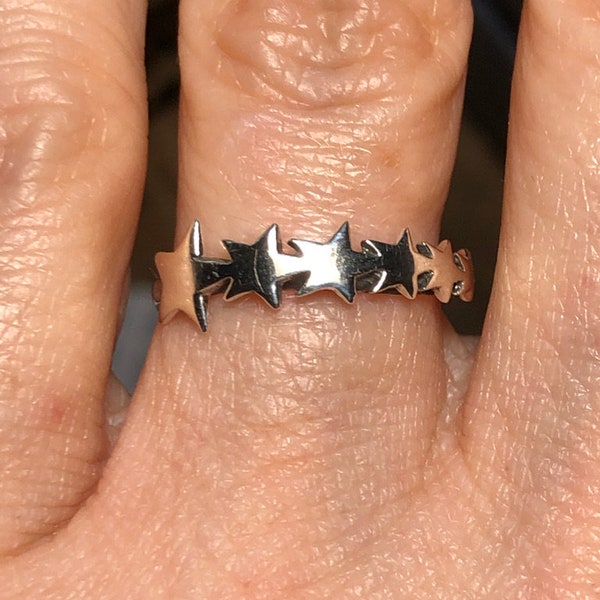 Sterling Silver Shooting Star Ring – Moon & Star  - Make A Wish Ring