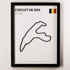 Arte 3D da pista do Circuito de Spa-Francorchamps, moldura decorativa para o Grande Prêmio da Bélgica de automobilismo.