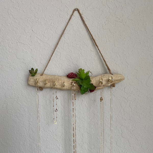 cute jewelry holder, jewelry display case, kids jewelry hanger, jewelry wall holder, succulent jewelry hanger, girls jewelry hanger, wood