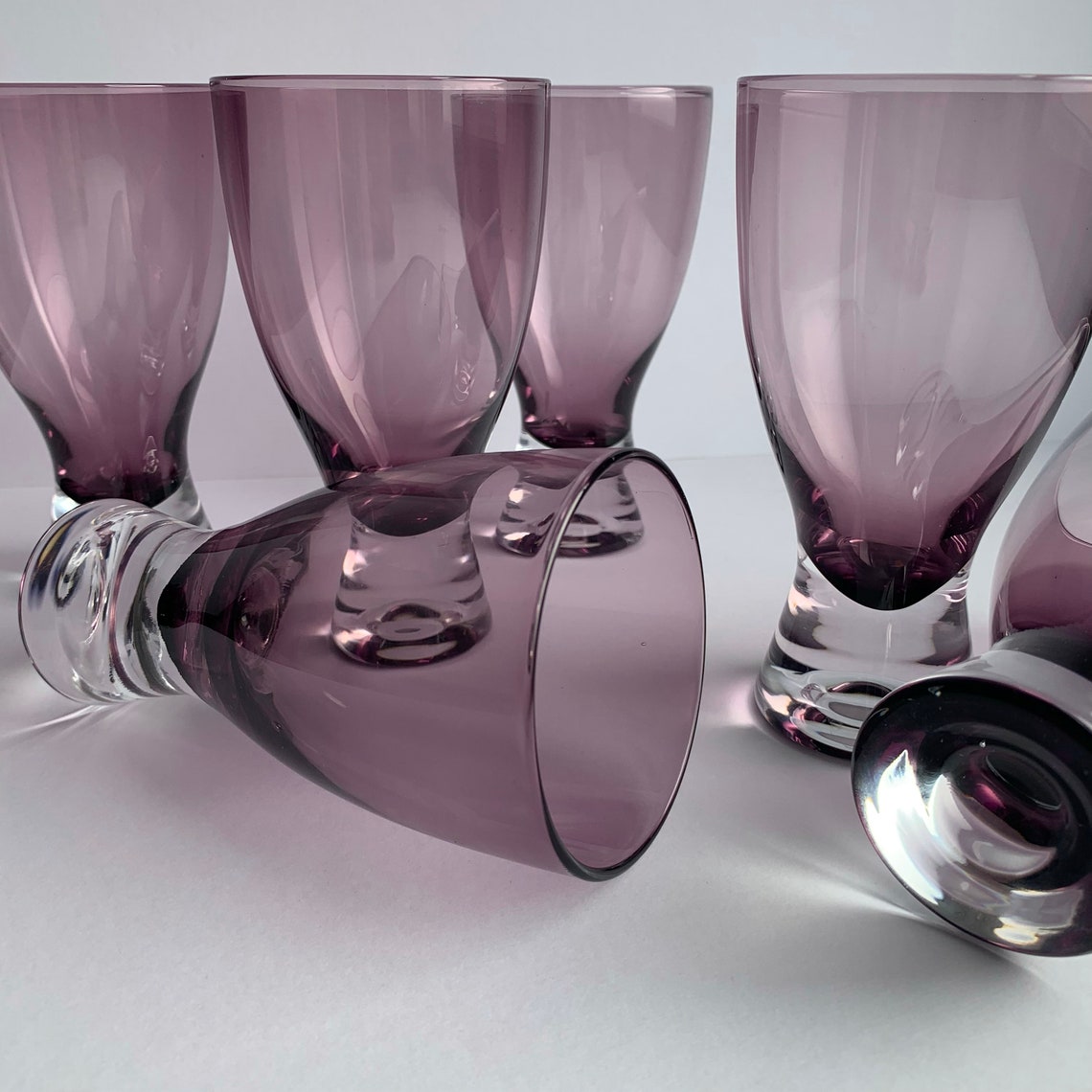 Set of 6 Amethyst Purple 1970's Drinking Glasses Etsy