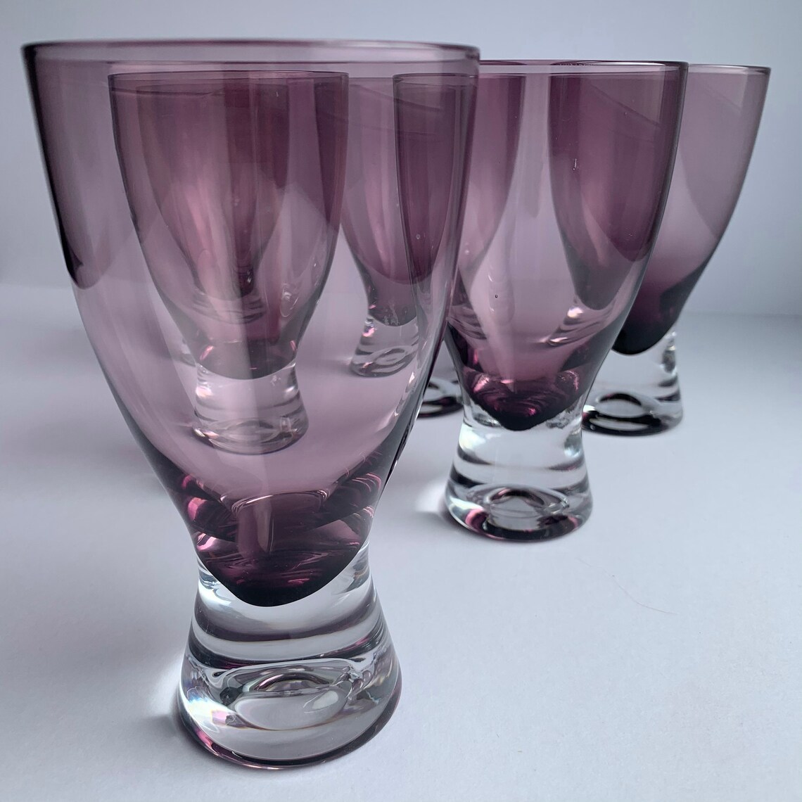 Set of 6 Amethyst Purple 1970's Drinking Glasses Etsy