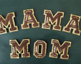 Patch voetbalglitter chenilleletter: opstrijkbaar varsity-alfabet (2,5")