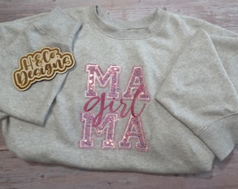 Sudadera bordada para mamá: apliques con purpurina, Gildan personalizada