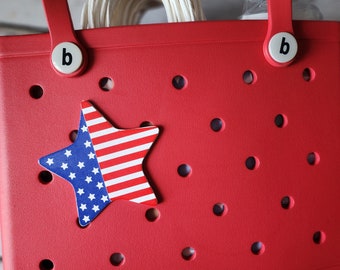 American Flag Star Bogg Bag Charm – Patriotic 4th of July Button