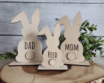 Personalisierte Osterhase Gedeck, Birkenholz Familie Geschenk