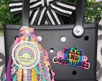 Good Vibes Bogg Charm: Tie Dye Peace Sign Bag Button
