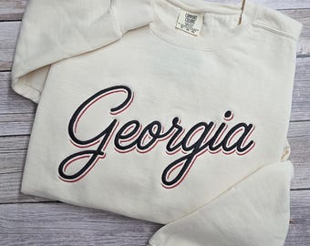 Embroidered Georgia State Sweatshirt – Comfort Colors Crewneck Apparel