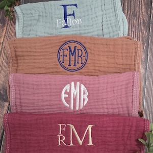 6 Monogram Burp Cloths- Embroidered Muslin Burp Cloths- Baby Boy Gifts- Baby Girl Gifts- Monogram Boy Burp Cloths- Monogram Girl Burp Cloths