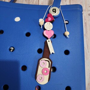 Valentines Tiered Tray Wood Scoop- Valentines Bogg Bag Charm- Valentines Wood Scoop accessory- Tiered Tray Decor