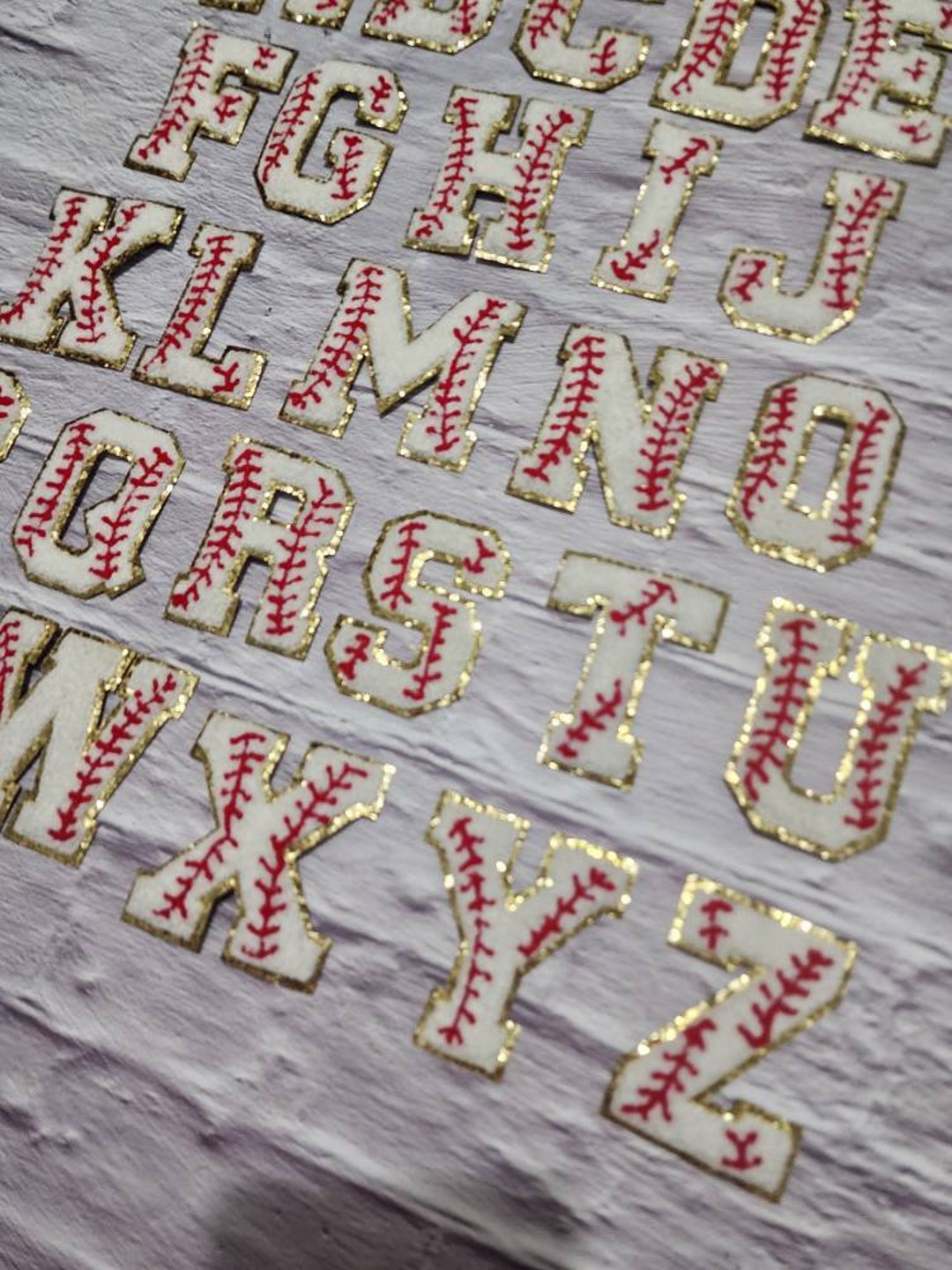 Glittery Baseball Chenille Letter & Number Patches: Iron-on DIY Varsity ...