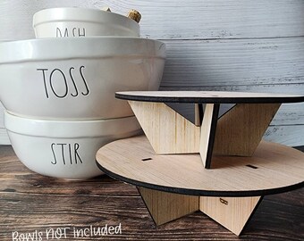 Wooden Large Mixing Bowl Risers for Rae Dunn Mixing Bowls - UNASSEMBLED - Mixing Bowls are NOT Included