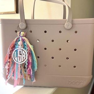 Bogg Bag monogrammed tassel/tag/charm- Pastel Colors